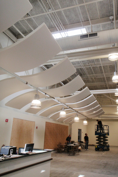 ceiling wave cloud whisper installation open area sound
